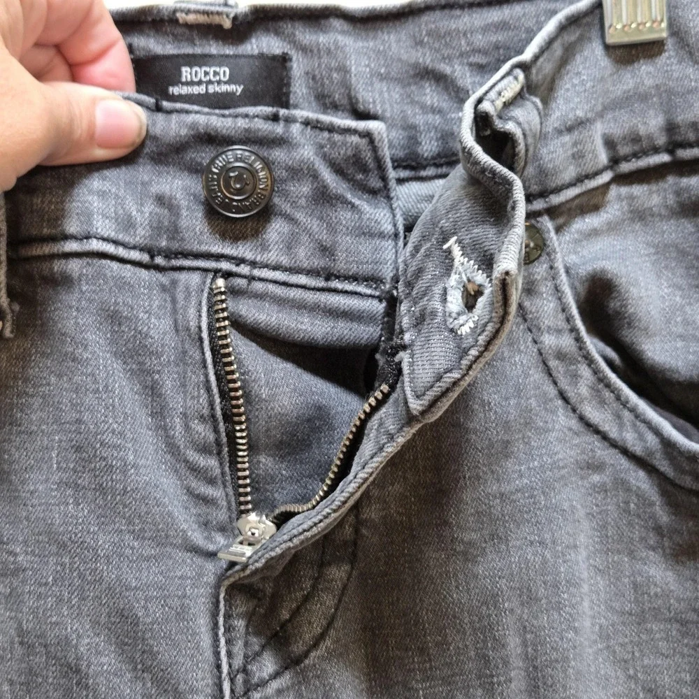 True Religion Rocco Jeans Mens 32x34 Gray Relaxed Skinny Stretch Denim Pants